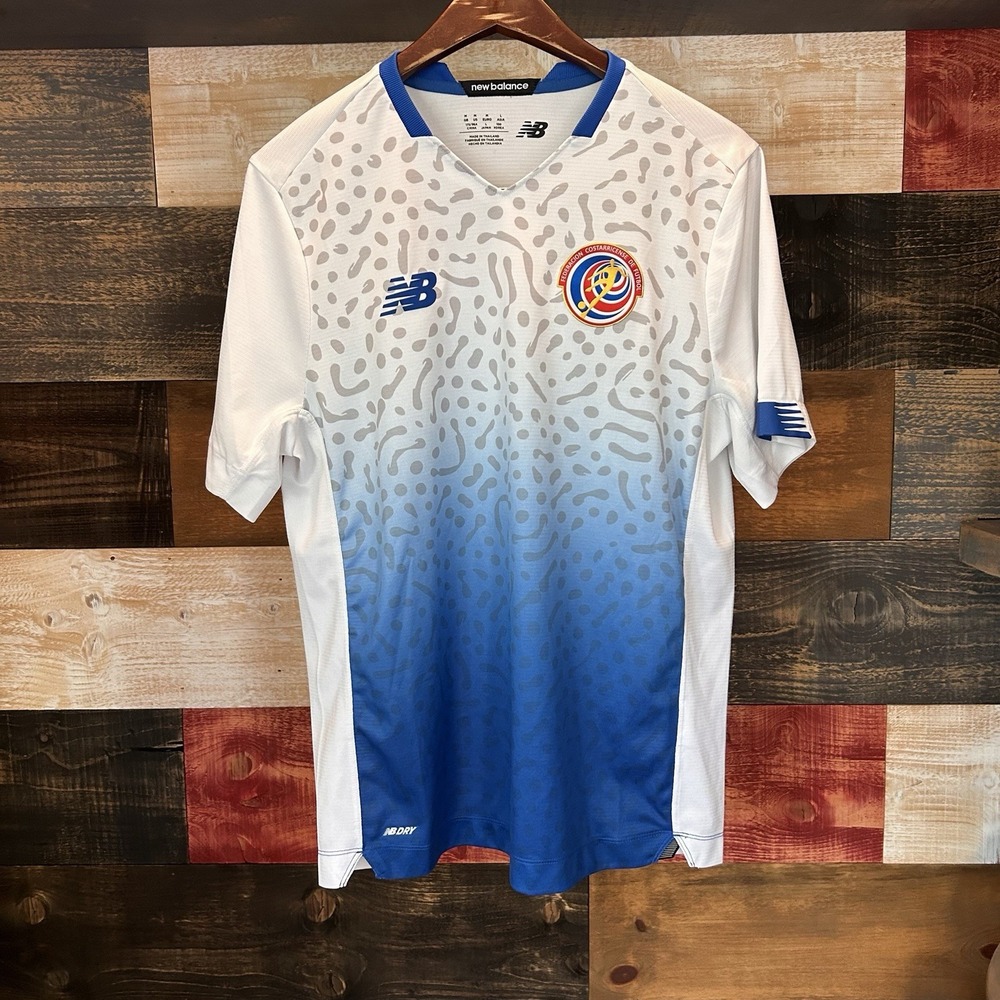 Costa Rica 2021 Away Kit Soccer Jersey New Balance Medium White Blue